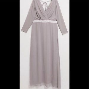 Bridesmaids long sleeve, bow back maxi dress